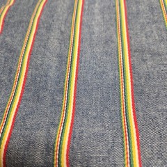 3 Yds x 61″ Wide Chambray Denim Look Rainbow Stripe Woven Fabric Prewashed