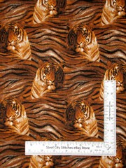 Animal Jungle Tiger Fabric 15″ Length 44″ W Big Cats Wildlife Cotton Traditions
