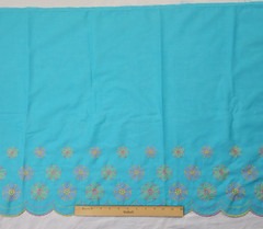 Light Blue Pastel Floral Embroidered Fabric Scalloped Border Edge 23″ x 6.5 Yds