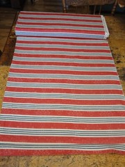 Distressed Red Natural Blue Stripe Combed Cotton Sewing Quilt Apparel Fabric