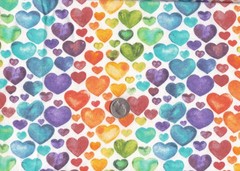 Remnant of Flannel Fabric Fat Eighth 9X21 Crafts, Quilting, Multicolor Hearts
