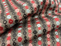 Nina Campbell Geometric Cut Velvet Fabric- Flyte Red Chocolate 3.1 yd NCF4371-01