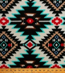 Fleece Southwestern Shadow Diamonds Tribal Fabric Print by the Yard A226.09