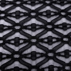 Black 3D Raised Lace Mesh Fabric 4 Way Stretch Sheer 58″ By The Yard Gothic Gown