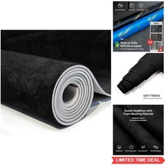 Black Suede Auto Headliner Fabric 96×60 Inches Foam Backing Car Truck RV Roof