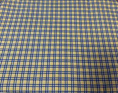 Vintage Plaid Checked Squares Print Fabric Yellow White And Blue 100% Cotton BTY