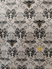 41″x67″ BUMBLE BEE Floral Small Swirl Honeycomb Beehive FABRIC COTTON