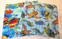 Cotton Sea Turtles Tropical Fish Ocean Life Fabric Print 2 pieces Each 10 x 44
