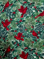 Cranston Print Works Co. Fabric VIP Christmas Cardinals Remnant 22″ X 34″ Wide