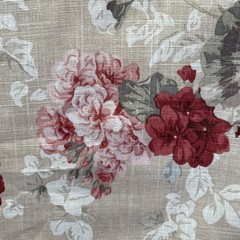 Braemore Floral Home Decor Fabric ~ Red Pink Roses & Geraniums on Taupe ~ BTY