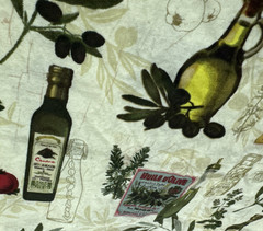 Gourmet Cuisine Olive Oil Bottle Theme Green Cotton Fabric BTHY #56