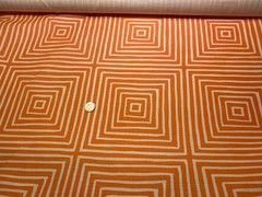 1Yd Quadrille CHINA SEAS Ziggurat Large Scale Orange on Tint 55% Linen Fabric