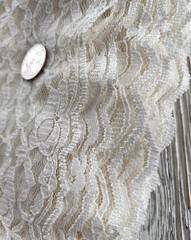 Ivory Double Scalloped Lace Fabric ~ Scallop Edge on Both Sides ~ 1 yard, 38″ wd