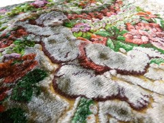 Shadow Cherub Vtg Cut Velvet Fabric Old World Angel Tapestry Piece 18×23.5″