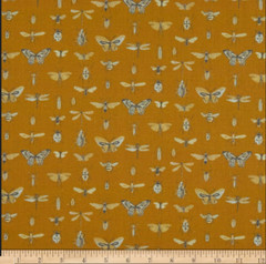 Stof of France Mariposa Butterfly Gold Cotton Quilting Fabric By The Yard