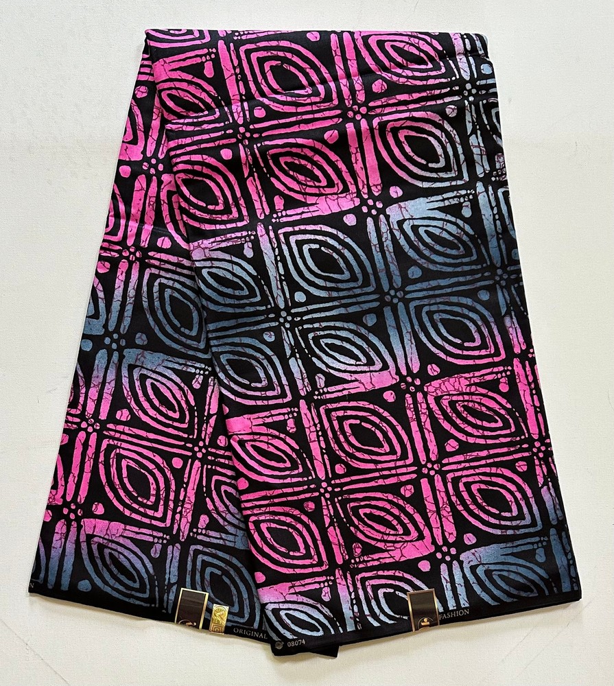 African Print Fabric/ Ankara – Pink, Gray ‘Serengeti at Dusk’, YARD or WHOLESALE