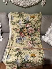 P. Kaufman Upholstery Curtain Fabric 2.75 Yards by 54”Cabbage Roses Linen Weave