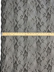 Floral Lace Fabric Black Netting White Embroidered Flowers By the Yard