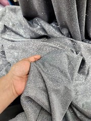 Black Spandex Fabric by the Yard – Silver Glitter Shine, Stretch for Prom Gowns