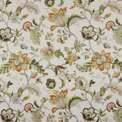 Brissac Amber Floral Jacobean Linen Fabric