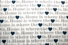 BTY “HOME IS WHERE THE HEART IS” ON WHITE ANTI PILL FLEECE FABRIC 1 YD 60 X 36″