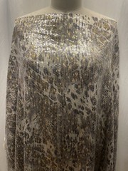 Exquisite Gold Silver Sequin Abstract Leopard Snake Fabric 1 Yard Long 56 ” Wide