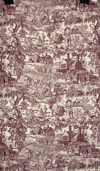 Toile Fabric Cotton Vintage Red Beige 2 CUT YDS plus (60″) Piece x 44″(W) Farm