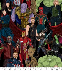 FAT QUARTER MARVEL AVENGERS INFINITY WAR FABRIC COMIC SUPERHERO QUILTING FQ