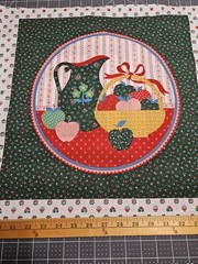 VTG Cranston Green Pitcher & Basket of Apples Fabric Panel 17×22 Grandmacore