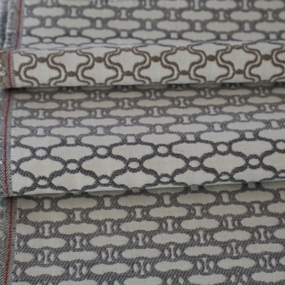 Vintage Contemporary Upholstery Fabric, Gray, Taupe Tan Lattice Links 5.6 yds