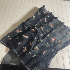 SILK Blue-Gray- flowers FABRIC 3 Yards x 21 Inches Wide or 108 Inches x 21 Wide