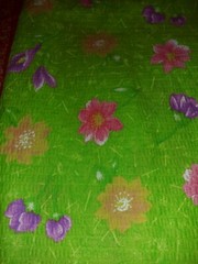 VTG General Fabrics co. Bright Green Fabric with Flowers 3 yards 31″ x 46″ wide