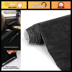 Self-Adhesive Black Suede Car Interior Wrap 17″x70″ – Stretchable, Heat-Resistan