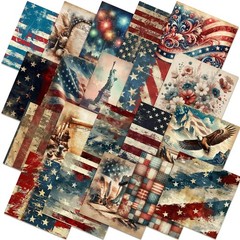 80 Pcs 10”x10” Patriotic Quilting Fabric Squares Red Blue White Fabric Bund…