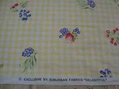 1 of 10 Yds Suburban Fabric Delightful Gingham Check fruit Yellow Drapery 54″w