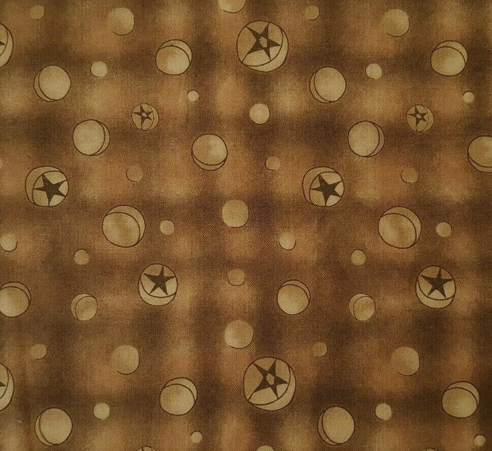 Haunted Hollow II BTY Jacqueline Paton Red Rooster Tonal Brown Circle Star