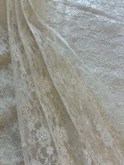White Lace Floral Fabric 2.5 Yards Wedding Bridal Crafts