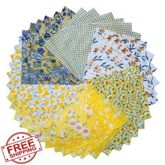 SZRUIZFZ Fall Quilt Fabric Squares Yellow 42 Pcs