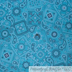 BonEful FABRIC FQ Cotton Quilt White Aqua Blue Teal Green Light Stripe Baby Room