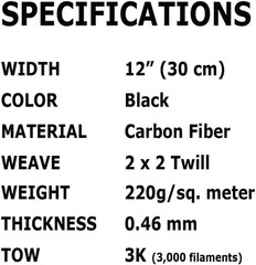 5 FT x 12″ – FABRIC-2×2 Twill WEAVE-3K/220g