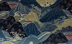 BEACON HILL FUJI NAVY BLUE MOUNTAIN ITALIAN MADE SILK FABRIC BY THE YARD 54″W