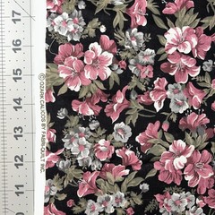 Ozark Calicos Flowers On Black 1/2 Yard Fabri-quilt Cotton Fabric – New