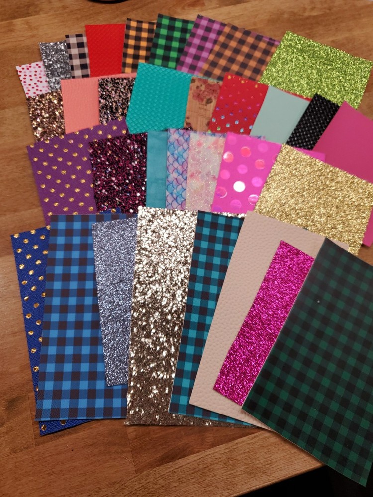 LOT of 33 Bulk Faux Leather Quarter Sheets Crafting Fabric for Sewing Bow Making