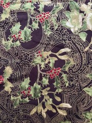 Vintage Moody Floral Cotton Fabric Madeline Gold Gilded Dark Brown Ivory Green
