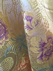 Kate LIGHT GOLD Floral Brocade Chinese Satin Fabric by the Yard – 10037