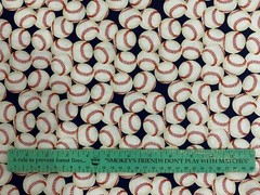 MLB BASEBALLS ON BLUE FABRIC 100% COTTON BY THE YARD