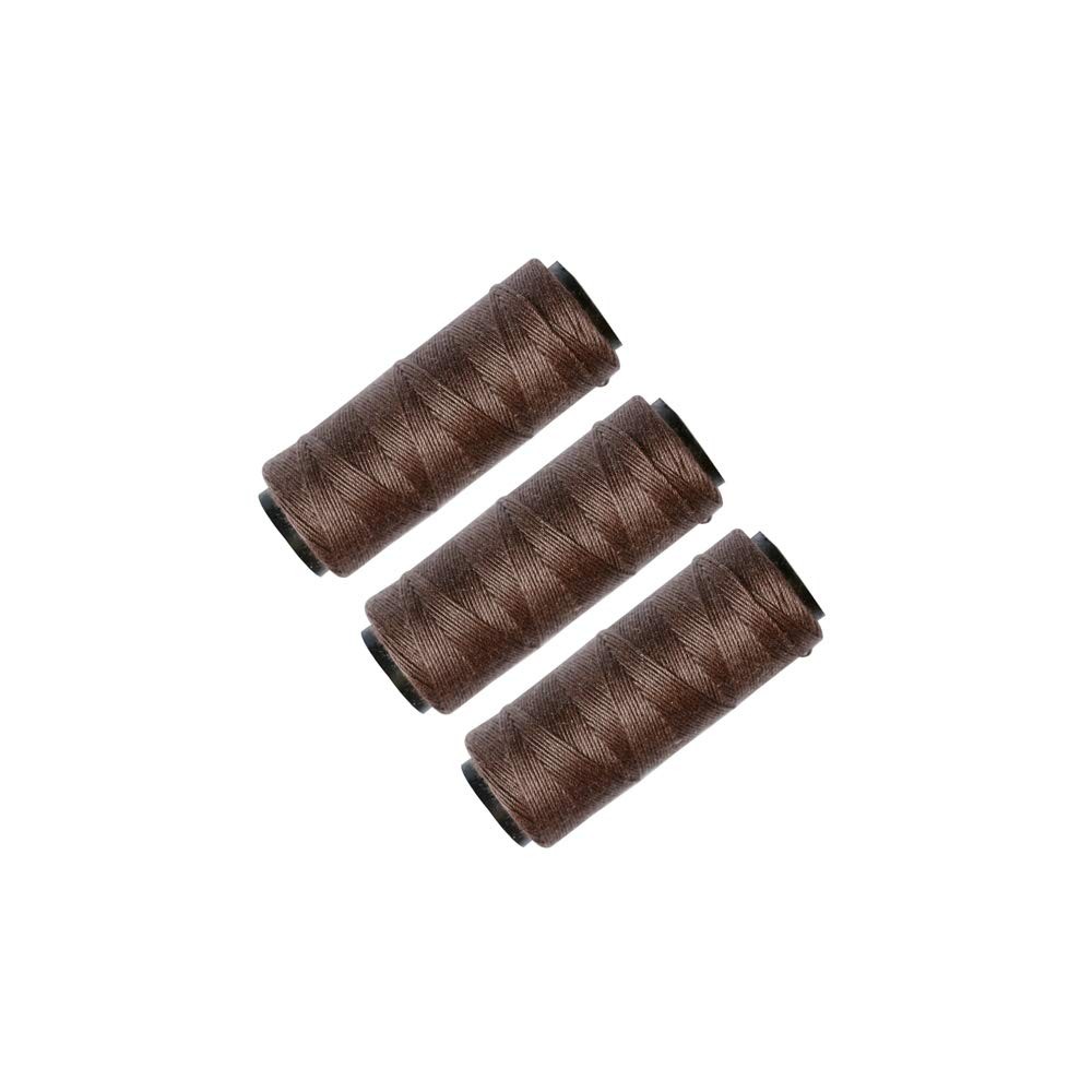 3 Rolls Sewing Threads Weaving Using for Hand Hair Weft Brown
