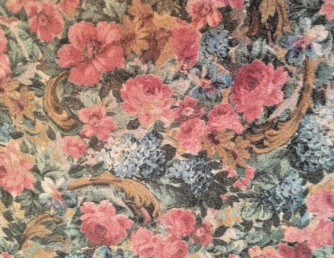 VTG 80`s Soft Brushed Suedecloth Peach & Blue Florals FOUR Remnants 9-13″x 20″