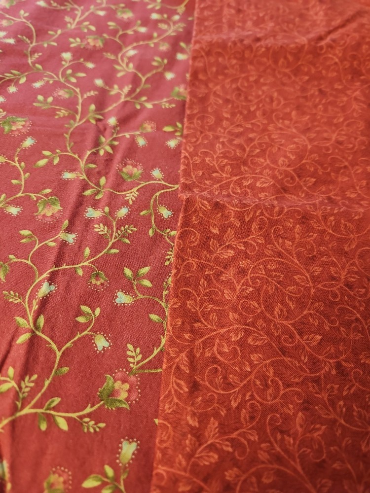 2 Pieces At .75 Yard Each 100 Cotton Quilting Fabric Maroon floral moda