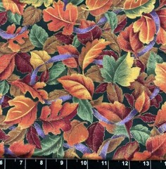 Tina Scrap Harvest Leaves 9″x21″ cotton fabric fall autumn Purple Ribbon